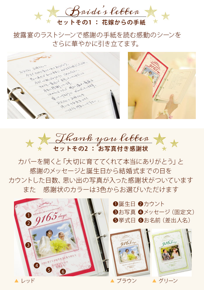 花嫁の手紙 ブライズセット クリスマス 子育て感謝状 フォトアルバム 結婚式アイテムの通販 ファルベ 公式