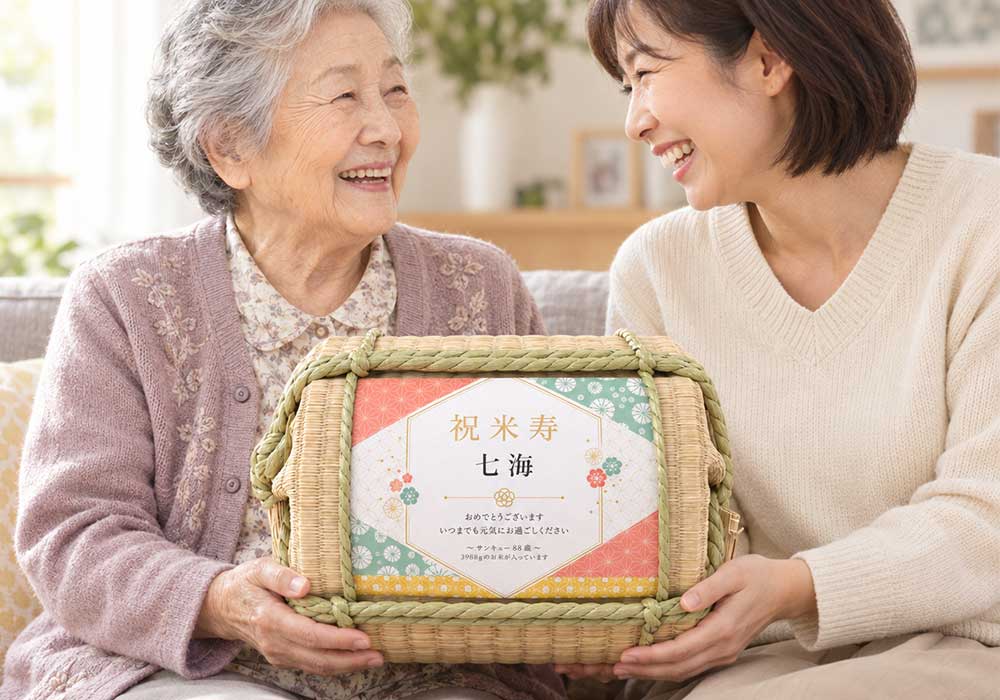 還暦のお祝いで贈るお米のギフト