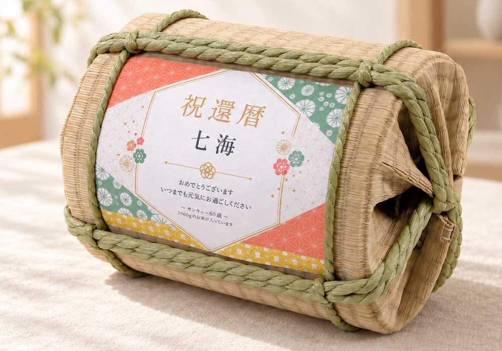 還暦のお祝いで贈るお米のギフト俵米